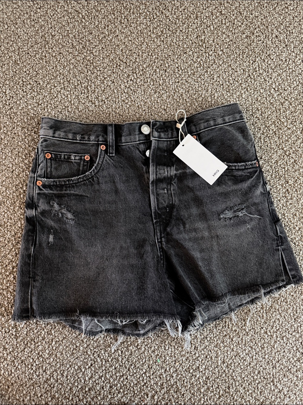 NWT Mango MNG Mid Rise Denim Shorts - Gray/Black - Size 4